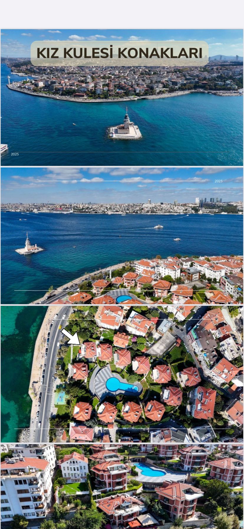 Üsküdar Salacakta Kız Kulesi konaklarının en ön sırasındaki villa Satış fiyatı: 8.000.000 Euro