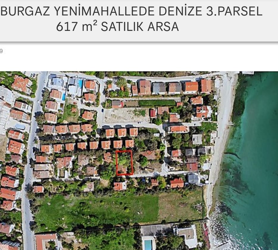 BURGAZ YENIMAHALLEDE DENIZE 3.PARSEL 617 M2 SATILIK ARSA
