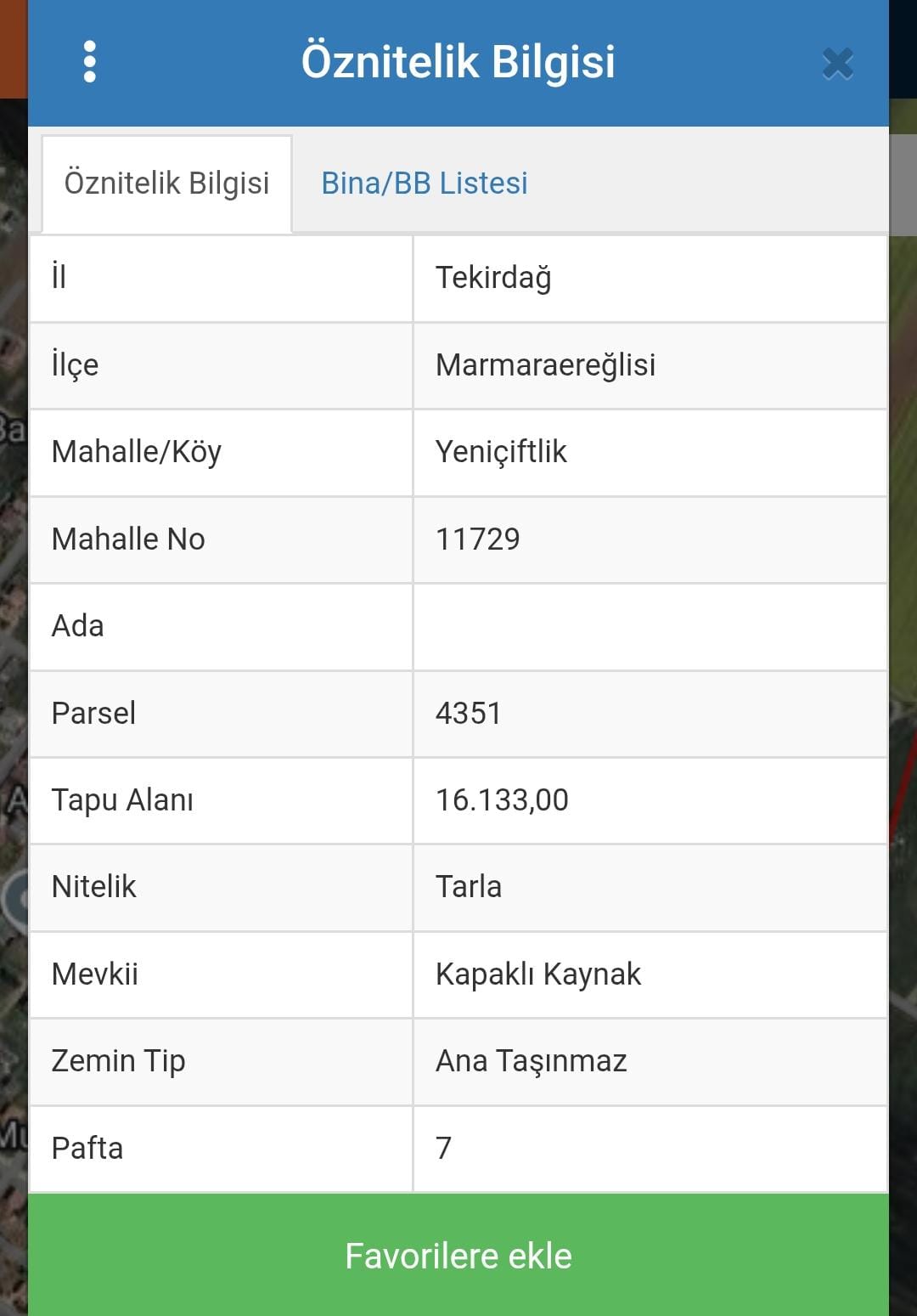 Tekirdağ Marmaraereğlisi Yeniçiftlik Merkez Arazi