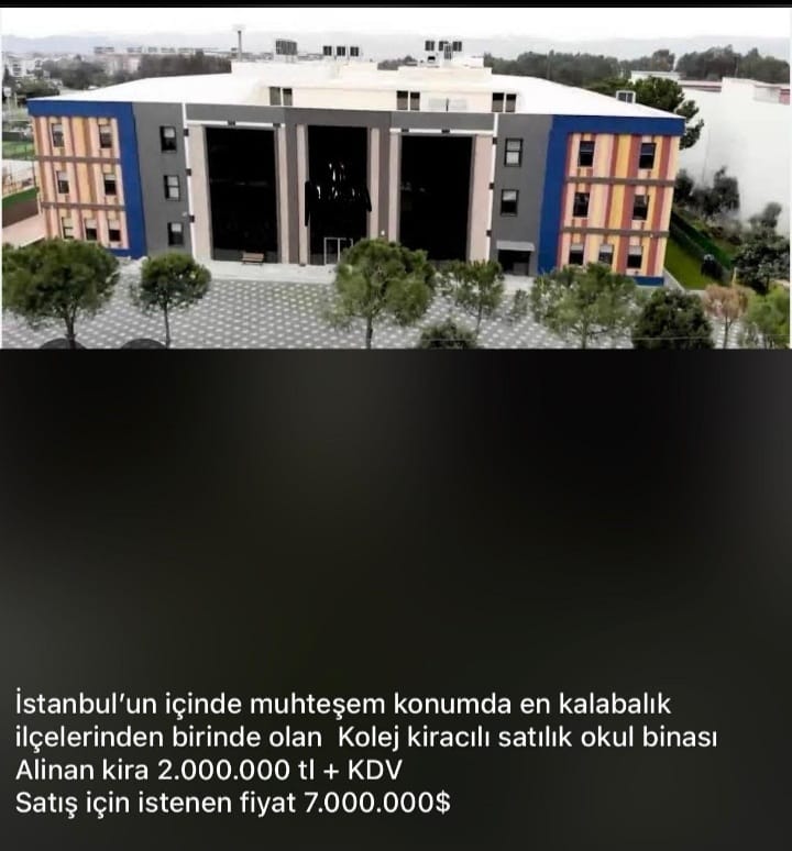 İSTANBUL İÇİNDE MUHTEŞEM KONUMDA KOLEJ 7M USD