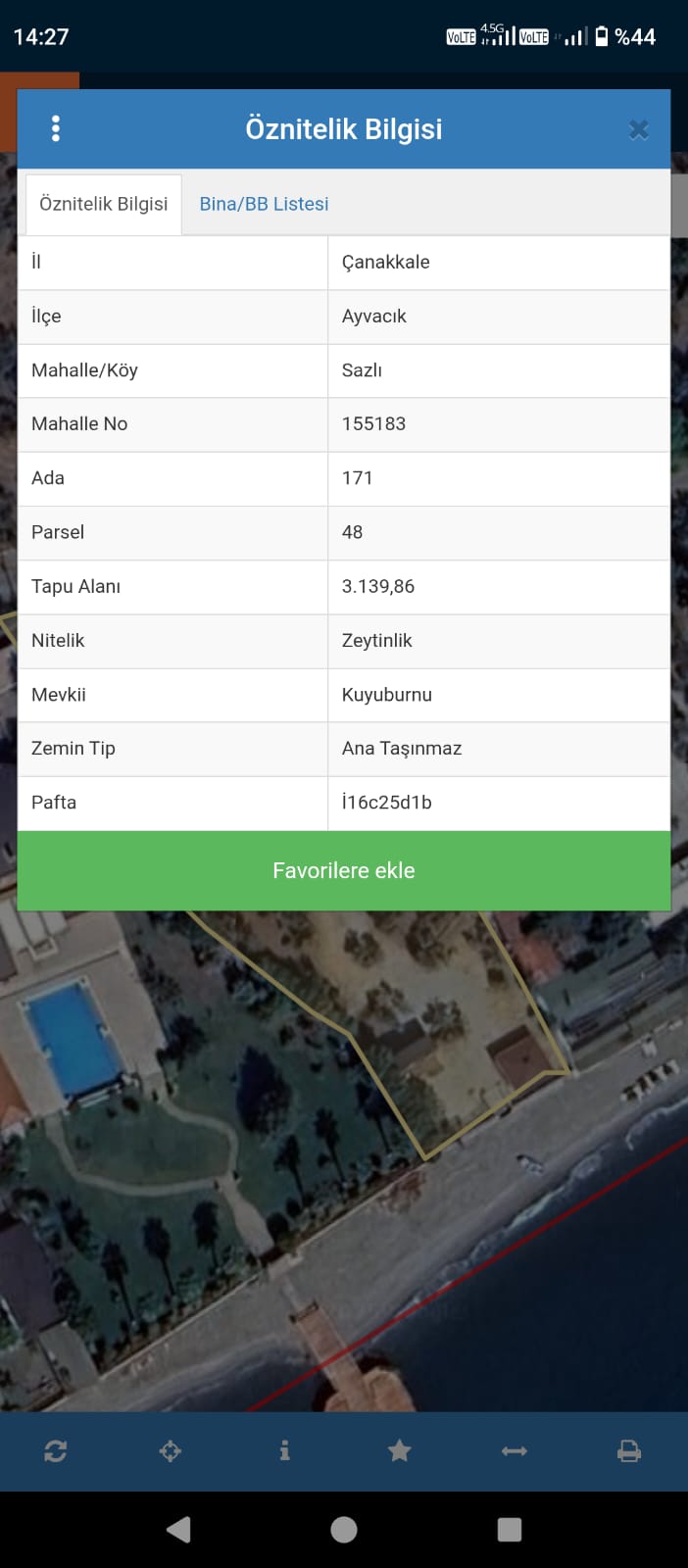 ÇANAKKALE AYVACIK SAZLI ZEYTİNLİK 90 M PAZARLIK PAYI VAR