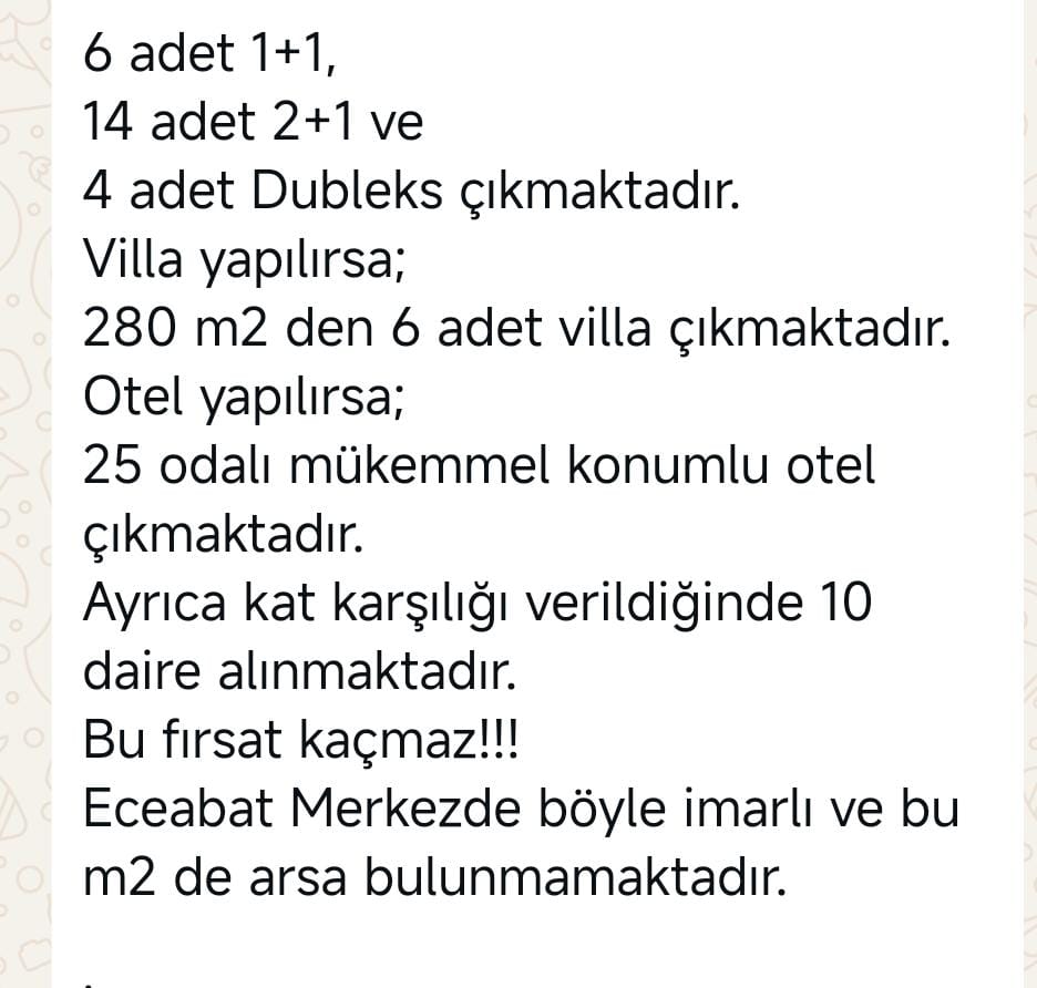 ECEABEAT MERKEZ İMARLI ARSA 90 MİLYON