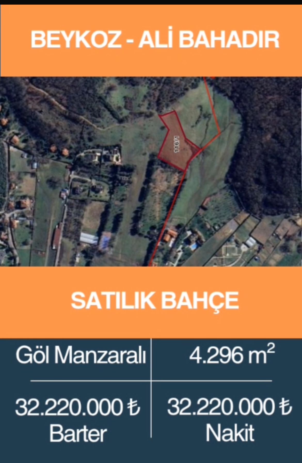 BEYKOZ ALİ BAHADIR SATILIK BAHÇE 64.440.000 TL