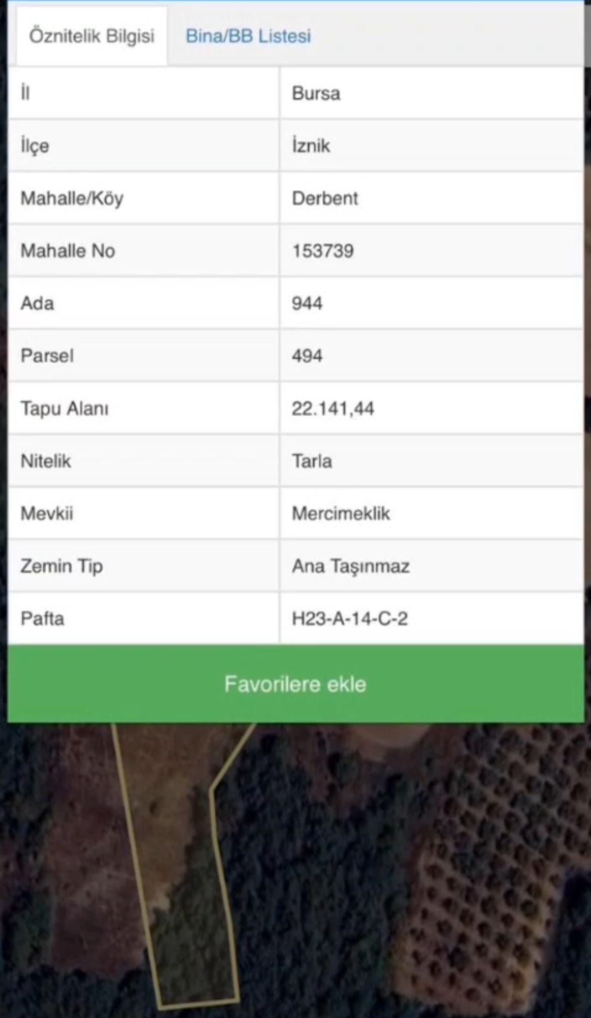 BURSA İZNİK DERBENT SATILIK TARLA 35.400.000 M