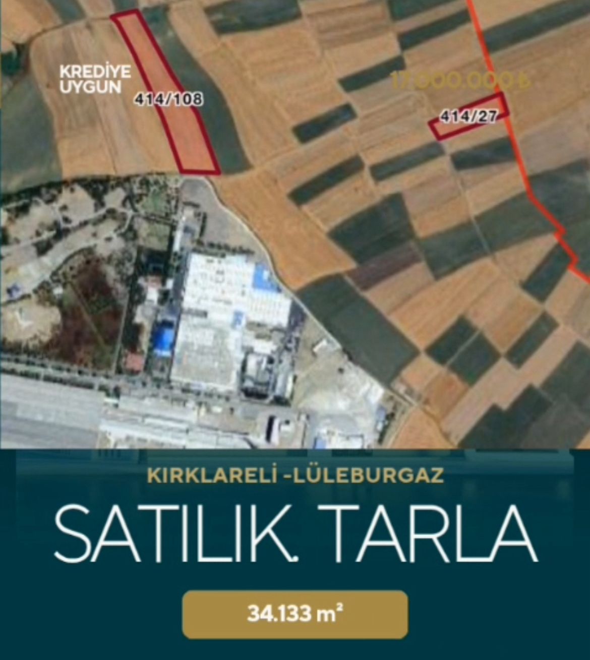 LÜLEBURGAZ KIRKLARELİ SATILIK TARLA 95.572.000